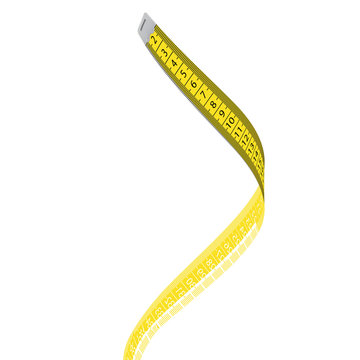 Vector illustration of distorted and rolled yellow measuring tap