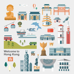 Naklejka premium Hong Kong travel concept