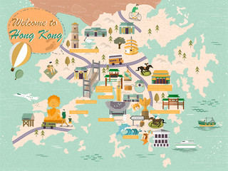 Fototapeta premium Hong Kong map