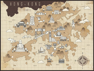 Obraz premium Hong Kong travel map
