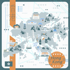 Obraz premium Hong Kong map design
