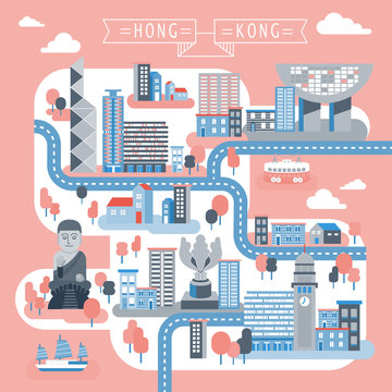 Hong Kong travel map design