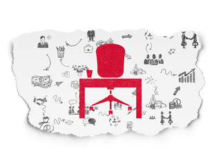Finance concept: Office on Torn Paper background