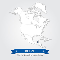 Belize. All the countries of North America. Flag version.