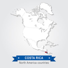 Costa Rica. All the countries of North America. Flag version.