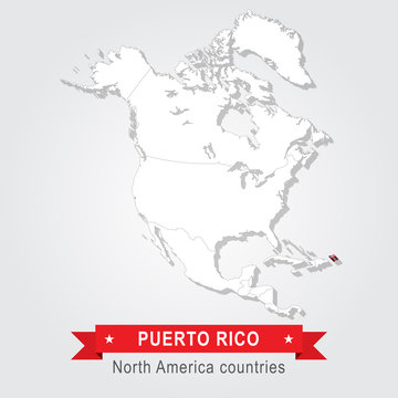 Puerto Rico. All the countries of North America. Flag version.