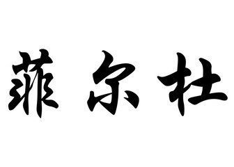 English name Ferduw in chinese calligraphy characters