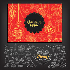 Christmas party invitation restaurant. Food flyer.