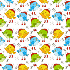 Seamless pattern with cute birds 