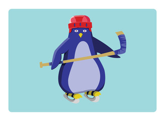 Hockey Penguin Emblem Illustration