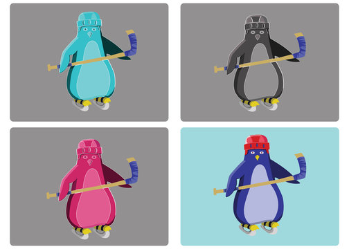 Hockey Penguins Emblem Illustration