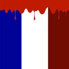 Flag of France and Blood Splatter. 