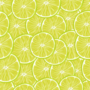 Seamless pattern with slices of lime.