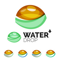 Set of abstract eco water icons, business logotype nature green concepts, clean modern geometric design