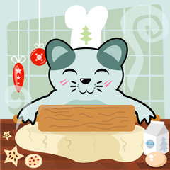 Katze backt Plätzchen