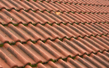 Old tile roof texture.