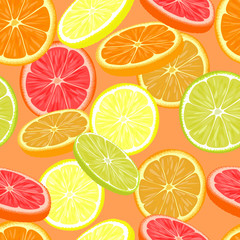 Obraz premium Repeating seamless pattern of different citruses. 