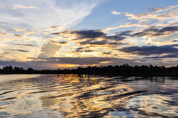 Naklejka na ściany i meble Sunset in the Amazon Rainforest, Manaos, Brazil