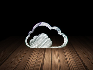 Cloud computing concept: Cloud in grunge dark room