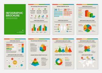 Colorful business A4 brochures with infographic vector elements