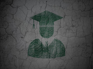Education concept: Student on grunge wall background