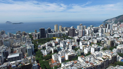 Aerial view of Ipanema beach in Rio de Janeiro, Brazil.