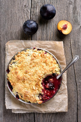 Plums crumble pie