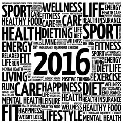 Obraz premium 2016 health word cloud, concept background