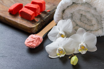 SPA concept on dark stone background