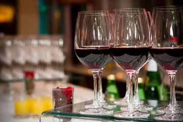 wine glasses on a table