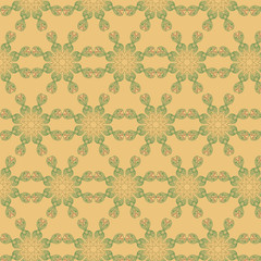 Mandala vector ornament. Green and yellow colors.