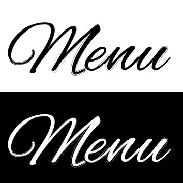 Menu on a black and white background