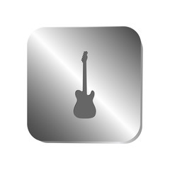 Guitar silhouette icon on a metal button