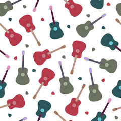 Seamless pattern with guitars