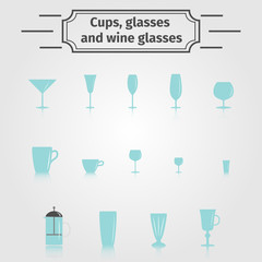 Glasses set for different beverages