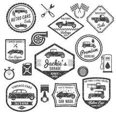 Fototapeta premium Retro Car Label Black Set