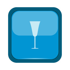 Glass silhouette on a blue button