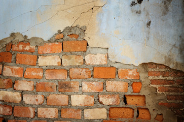 cracked concrete vintage brick wall background