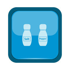 Fototapeta premium Salt and pepper icons on a blue button