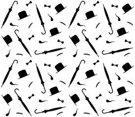 Pattern with hat and umbrella