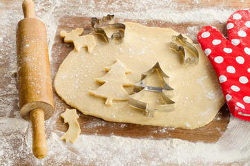 Christmas homemade Cookies on a wooden background.
