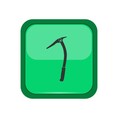 Climber axe on a green button