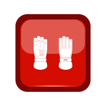 Ski gloves icon on a red button