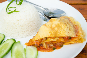 egg omelet with rice