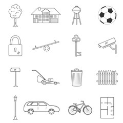 Home and house line icon set