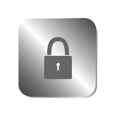 Padlock icon on a steel button