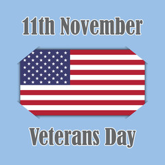 Veterans day banner on American flag