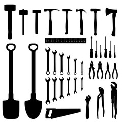 Tools icon silhouette set - 96089684