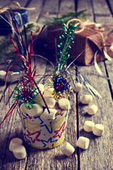 Obraz na płótnie Canvas Cupcake with marshmallow