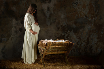 Pregnant Mary Looking at the Manger